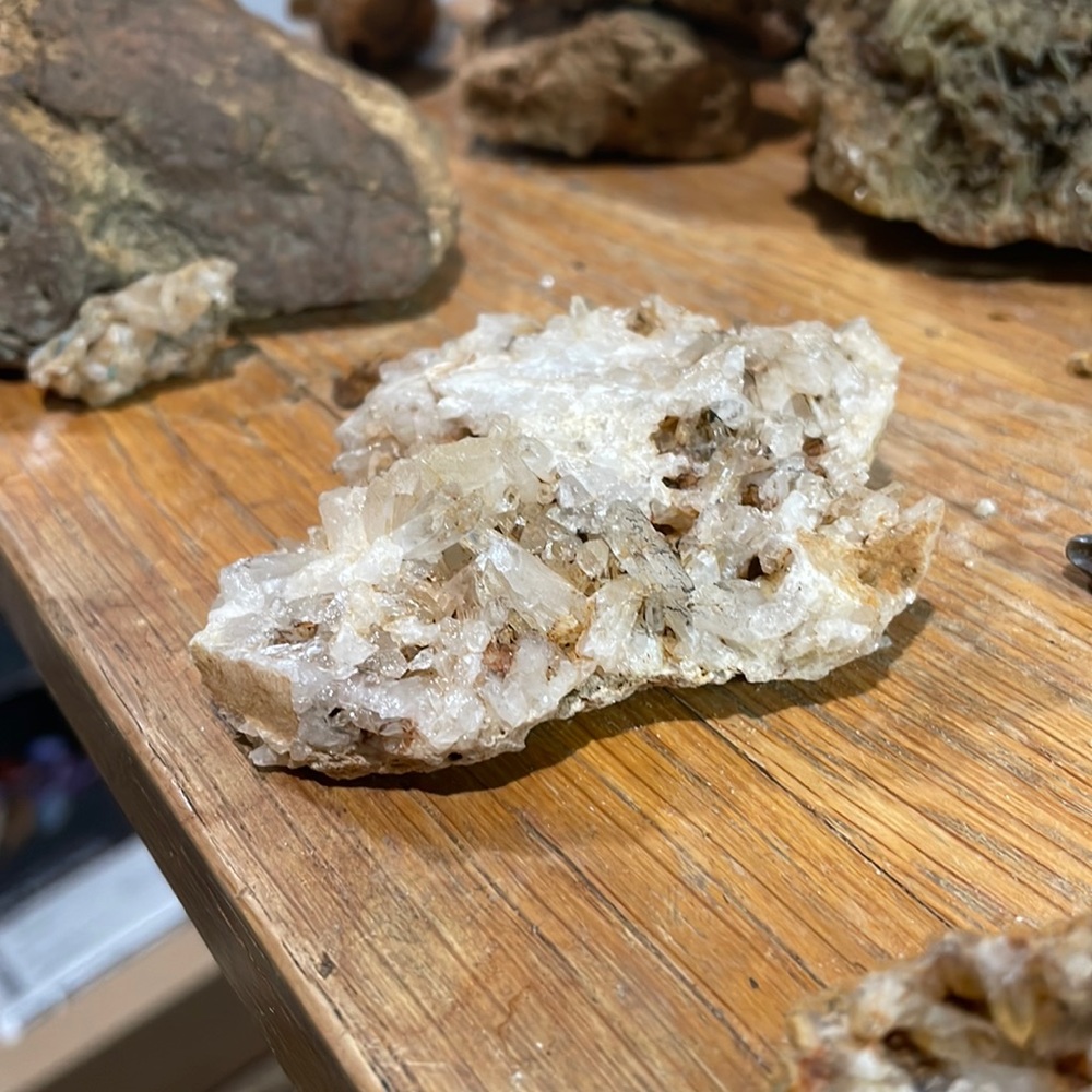 Quartz crystal on mass rock plate. Found in personal stream original owner!